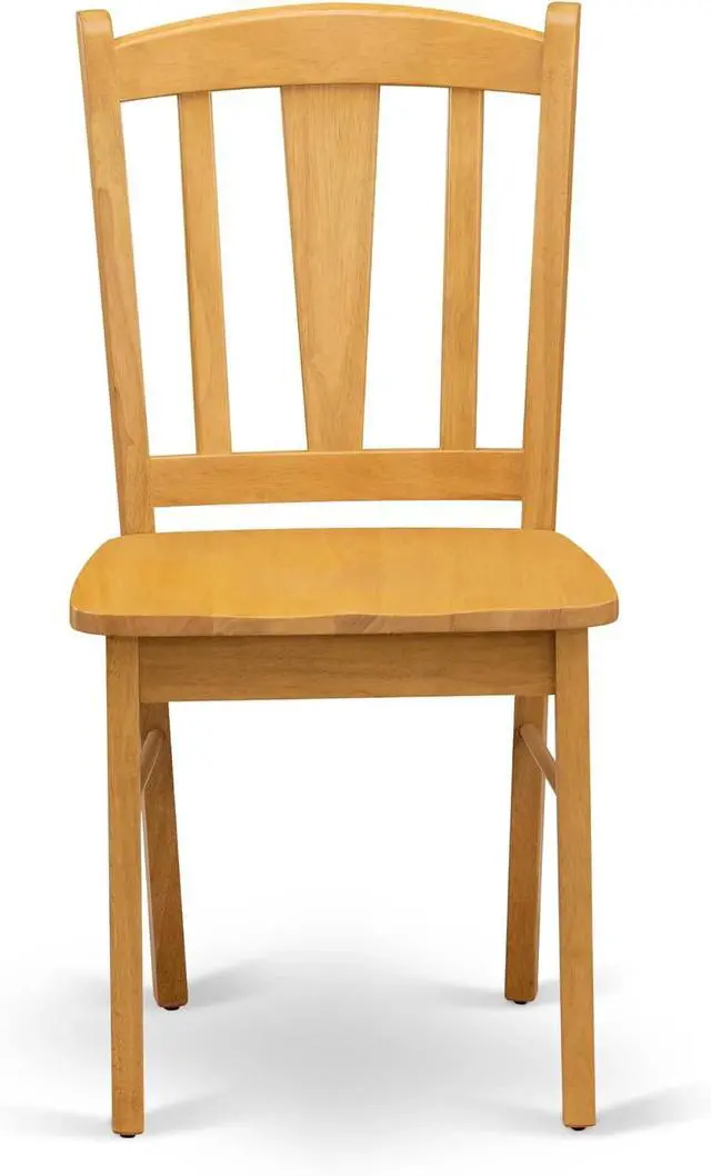 Alt view image 4 of 7 - East West Furniture DLC-OAK-W Dublin Dining Chairs - Slat Back Wooden Seat Chairs, Set of 2, Oak
