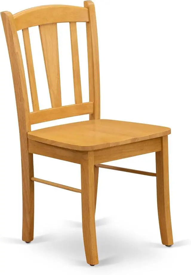 Alt view image 5 of 7 - East West Furniture DLC-OAK-W Dublin Dining Chairs - Slat Back Wooden Seat Chairs, Set of 2, Oak