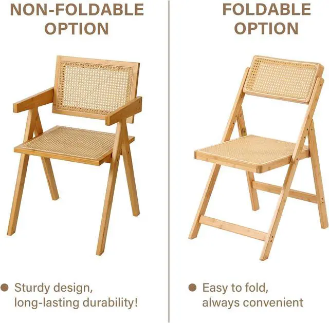 Alt view image 4 of 7 - Furlide Rattan Dining Chairs Set of 2, Mid-Century Bamboo Armchairs
