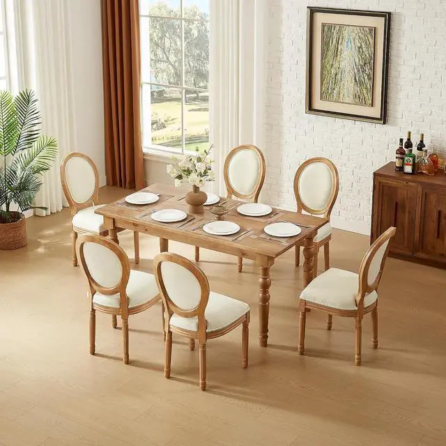 Alt view image 2 of 7 - French Country Dining Chairs, Upholstered Dining Chairs Set of 6