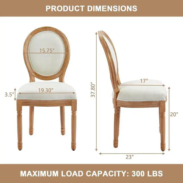 Alt view image 3 of 7 - French Country Dining Chairs, Upholstered Dining Chairs Set of 6