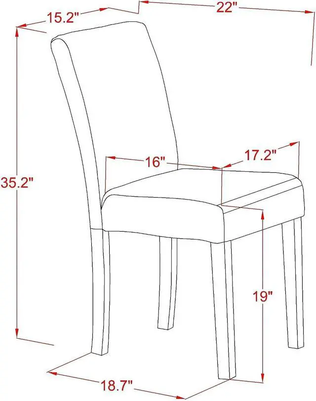 Alt view image 3 of 7 - East West Furniture ABP4T55 Abbott Parson Kitchen Chairs - Oasis Blue Faux Leather Padded Dining Chairs, Set of 2, Oak