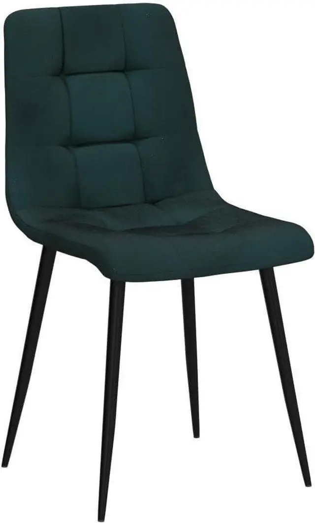 Alt view image 5 of 7 - NORDICANA Forest Green Velvet Dining Chairs Set of 4, Upholstered Tufted Kitchen Chairs, Comfortable Seat, Metal Leg, Easy Assembly