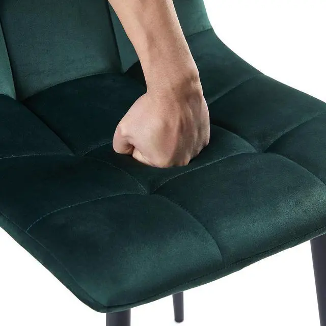 Alt view image 7 of 7 - NORDICANA Forest Green Velvet Dining Chairs Set of 4, Upholstered Tufted Kitchen Chairs, Comfortable Seat, Metal Leg, Easy Assembly