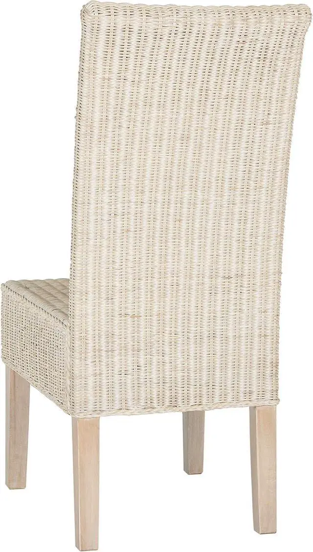 Alt view image 5 of 7 - SAFAVIEH Furniture - Arjun Wicker Dining Chair Set of 2 - White Washed - Rattan - Coastal Woven Design - Ideal for Dining Room, Kitchen, 17.7" Seat Height (SEA8013D-SET2)