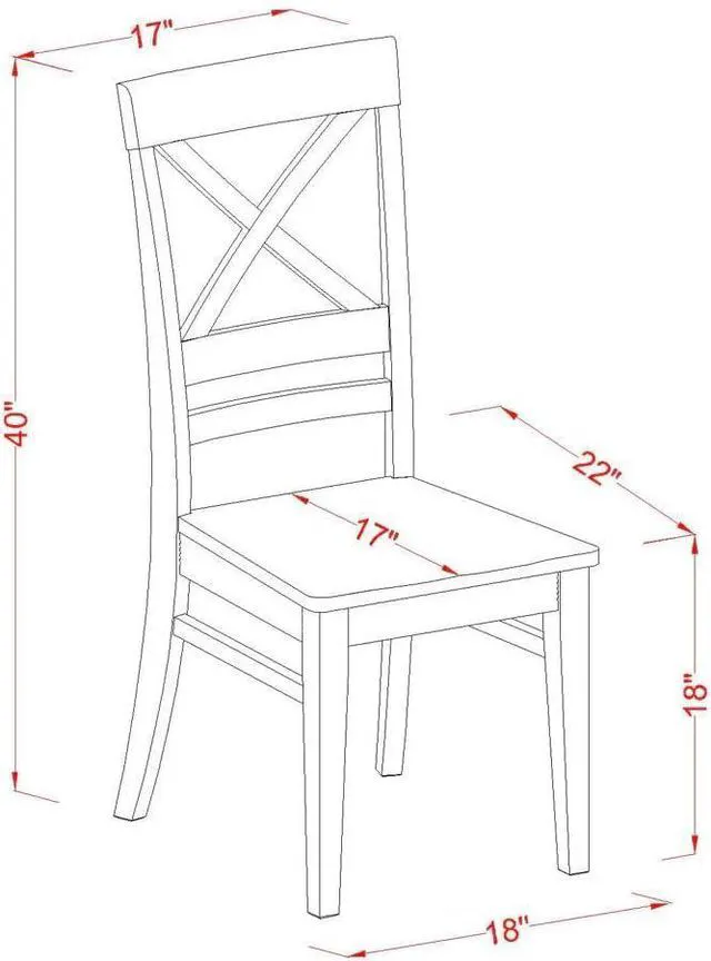 Alt view image 3 of 7 - East West Furniture QUC-BLK-W Quincy Kitchen Dining Chairs - Cross Back Wooden Seat Chairs, Set of 2, Black & Cherry
