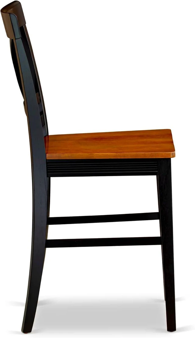 Alt view image 7 of 7 - East West Furniture QUC-BLK-W Quincy Kitchen Dining Chairs - Cross Back Wooden Seat Chairs, Set of 2, Black & Cherry