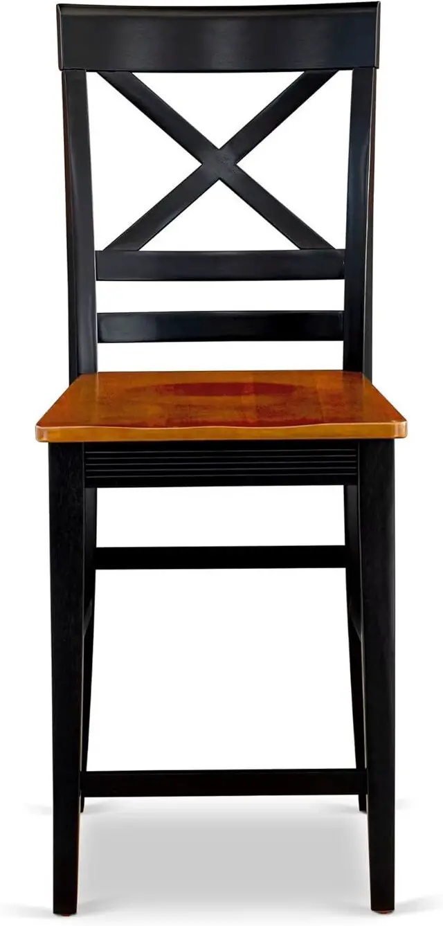 Alt view image 5 of 7 - East West Furniture QUC-BLK-W Quincy Kitchen Dining Chairs - Cross Back Wooden Seat Chairs, Set of 2, Black & Cherry