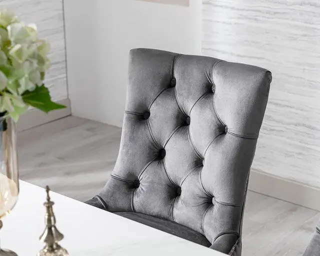 Alt view image 7 of 7 - Velvet Dining Chairs Set of 2, Modern Upholstered Dining Room Chairs with Wooden Legs and Padded Seat, Contemporary Kitchen Chairs Parsons Chairs for Home Dining Room Living Room Bedroom, Gray