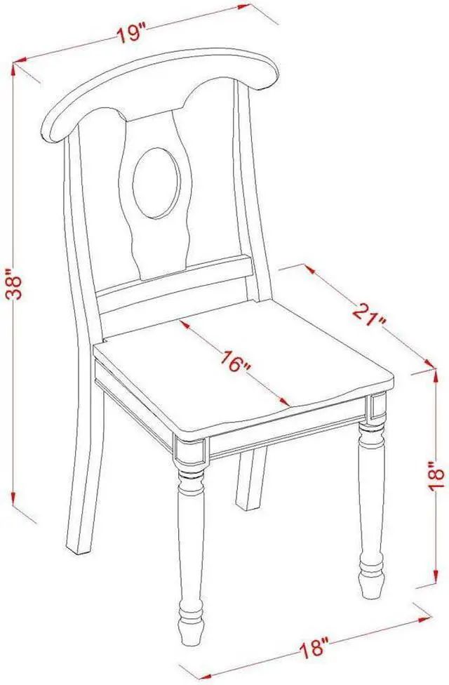Alt view image 3 of 4 - East West Furniture NAC-SBR-W Napoleon Kitchen Dining Chairs - Napoleon Back Solid Wood Seat Chairs, Set of 2, Saddle Brown