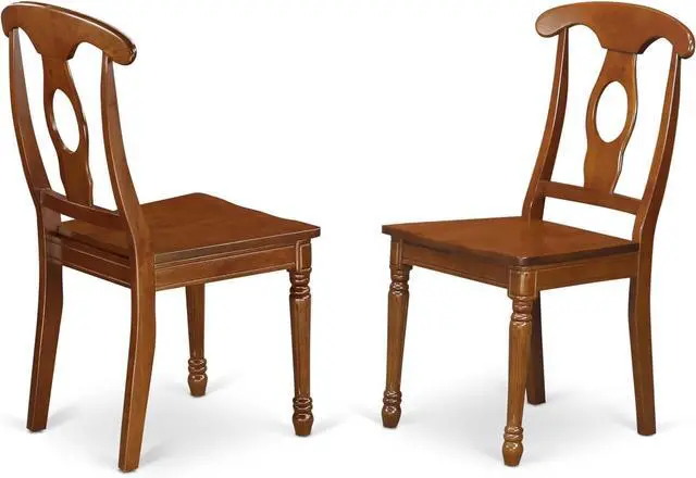 Alt view image 4 of 4 - East West Furniture NAC-SBR-W Napoleon Kitchen Dining Chairs - Napoleon Back Solid Wood Seat Chairs, Set of 2, Saddle Brown