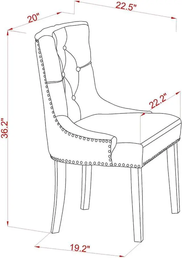 Alt view image 3 of 7 - East West Furniture FRP3T05 Friona Parson Dining Chairs - Button Tufted Nailhead Trim Doeskin Linen Fabric Upholstered Chairs, Set of 2, Mahogany