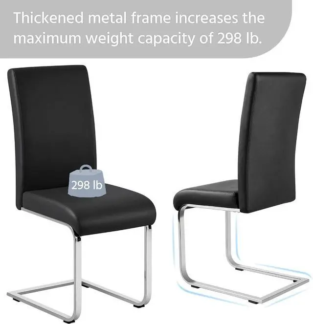 Alt view image 7 of 7 - Yaheetech Faux Leather Dining Chairs High Back Black Chairs, 2Pcs