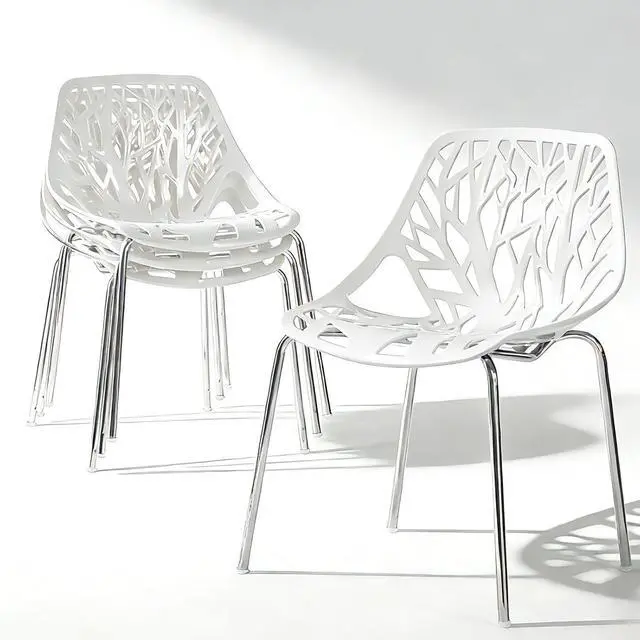Main image of Karl home Stackable Dining Chairs Set of 4, 3-Step Assembly, 350LBS, White
