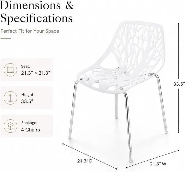 Alt view image 2 of 7 - Karl home Stackable Dining Chairs Set of 4, 3-Step Assembly, 350LBS, White