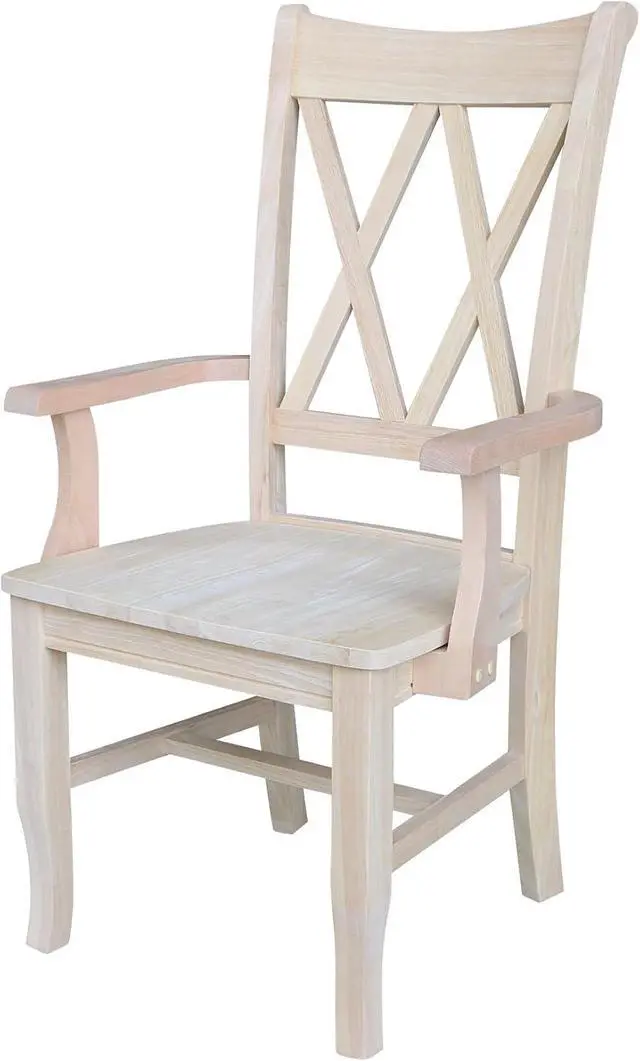Main image of IC International Concepts Solid Wood Double X-Back Arm Chair, Unfinished