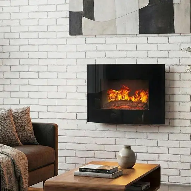 Alt view image 2 of 7 - Northwest Wall Mounted Electric Fireplace, Black, 25.5 x 4 x 20.25