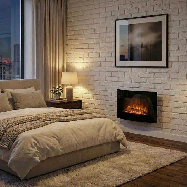 Alt view image 6 of 7 - Northwest Wall Mounted Electric Fireplace, Black, 25.5 x 4 x 20.25