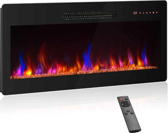 Main image of BELLEZE 36" Electric Fireplace Heater, 1400 W Recessed & Wall Mounted Electric Fireplace with Remote Control, Heater with Adjustable Flame Color and Brightness, Timer, Touch Screen