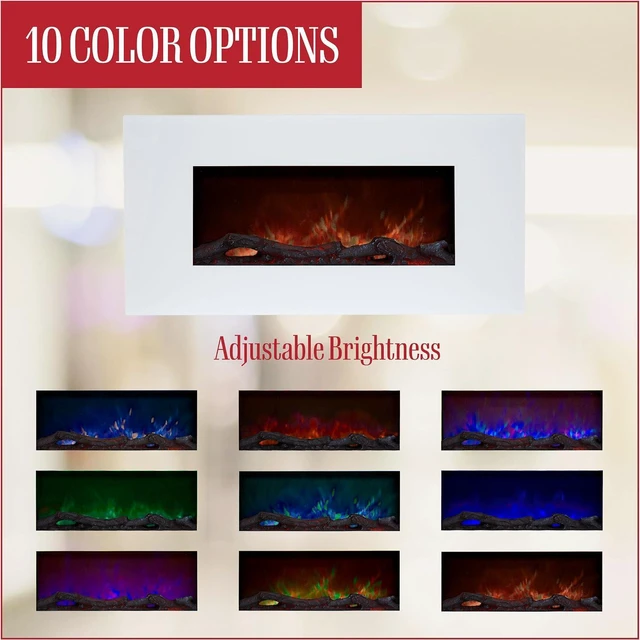 Alt view image 2 of 7 - Northwest Wall Mounted Electric Fireplace Heater, White, 36 x 6 x 18