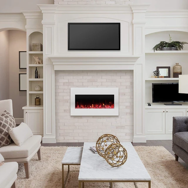 Alt view image 4 of 7 - Northwest Wall Mounted Electric Fireplace Heater, White, 36 x 6 x 18