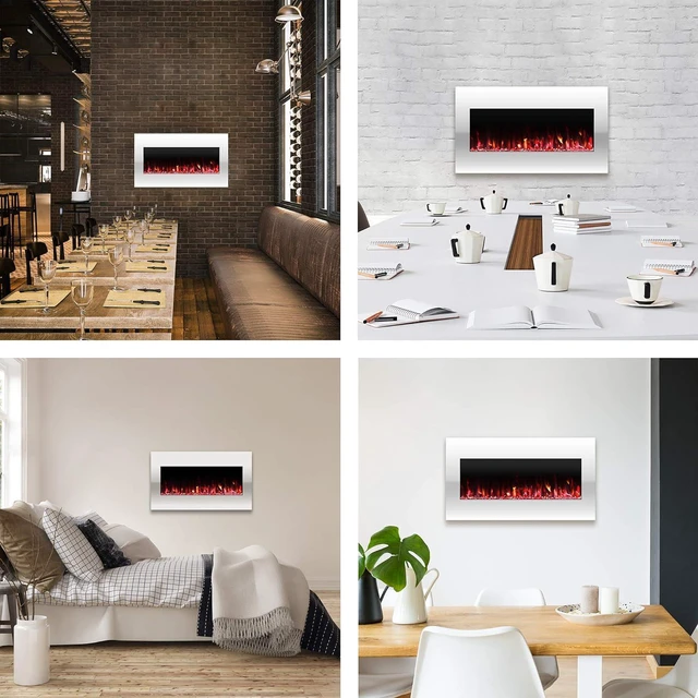 Alt view image 6 of 7 - Northwest Wall Mounted Electric Fireplace Heater, White, 36 x 6 x 18