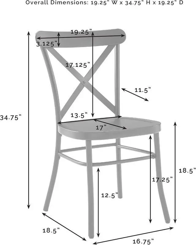 Alt view image 3 of 7 - Crosley Furniture Camille X-Back Café Chairs, Set of 2