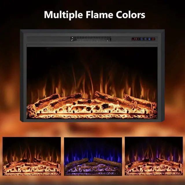 Alt view image 5 of 7 - 30" Width Electric Fireplace Inserts with Adjustable Flame Colors, Fireplace Heater with Touch Screen & Remote Control, Recessed in Wall, 750/1500W, Timer