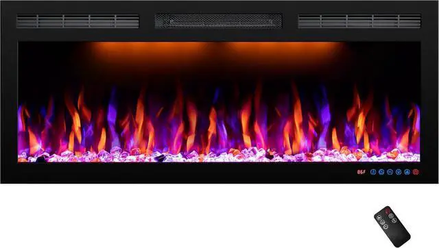 Main image of 40inch Electric Fireplace, Recessed& Wall Mounted Fireplace Heater with Larger Screen, Colorful Flame Warm and Decorate Home with Remote Control, 750W/1500W, Black