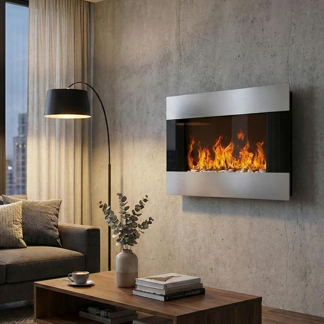 Main image of Northwest Electric Fireplace, Silver, 36 x 8.6 x 22