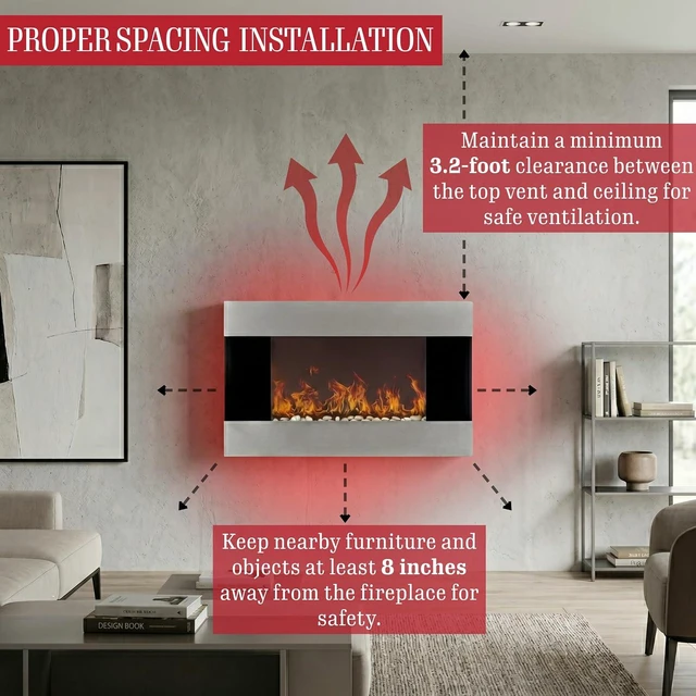Alt view image 4 of 7 - Northwest Electric Fireplace, Silver, 36 x 8.6 x 22