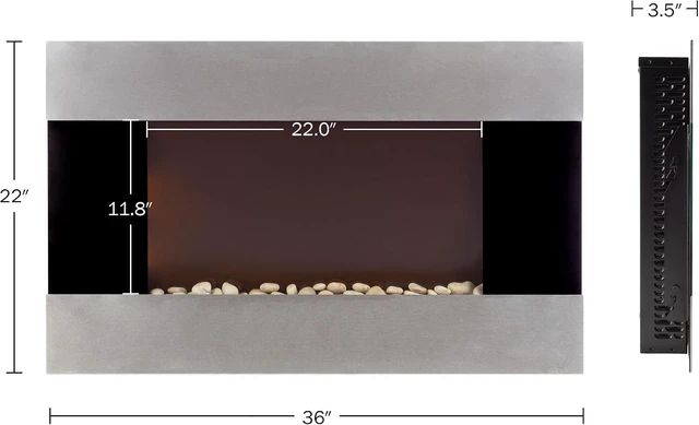 Alt view image 2 of 7 - Northwest Electric Fireplace, Silver, 36 x 8.6 x 22