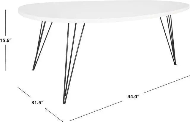 Alt view image 3 of 7 - Safavieh Home Collection Wynton Mid-Century Modern White and Black Coffee Table