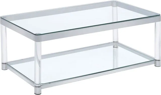 Main image of Coaster 720748 Glass Top Coffee Table, Chrome