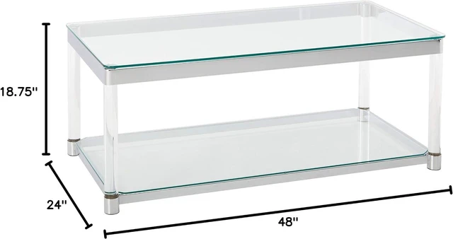 Alt view image 3 of 5 - Coaster 720748 Glass Top Coffee Table, Chrome