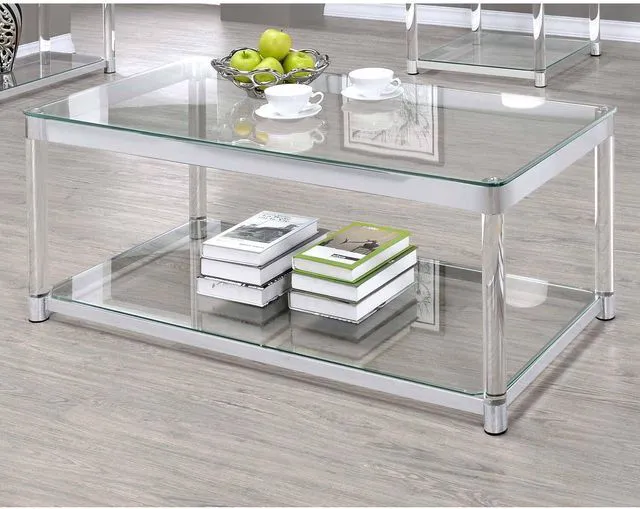 Alt view image 2 of 5 - Coaster 720748 Glass Top Coffee Table, Chrome