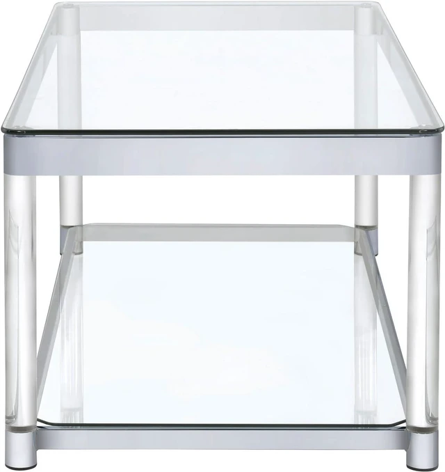 Alt view image 5 of 5 - Coaster 720748 Glass Top Coffee Table, Chrome