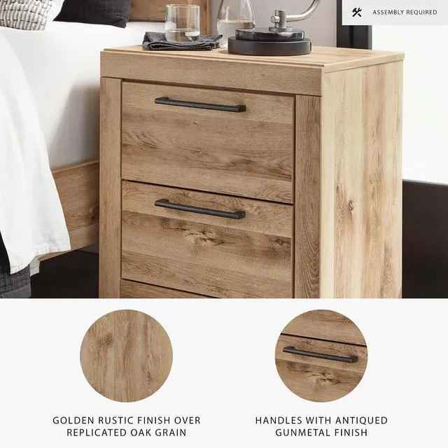 Alt view image 3 of 7 - Signature Design by Ashley Rustic Nightstand with USB, Brown Bedside Table