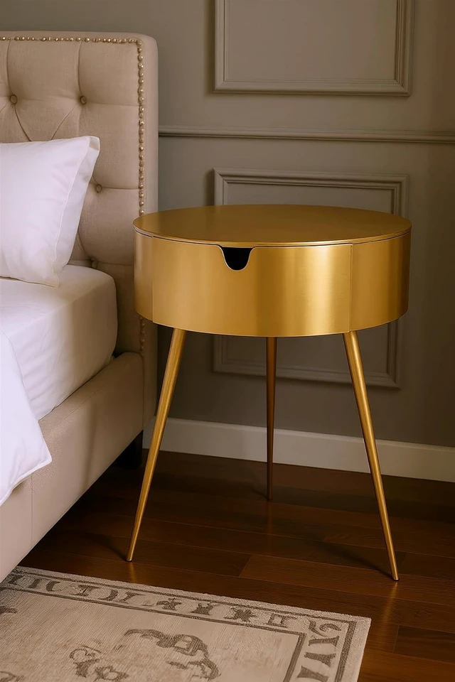 Alt view image 2 of 7 - Meridian Furniture Bali Collection Modern | Contemporary Durable Metal Side Table/Nightstand, 16" W x 16" D x 23" H, Gold