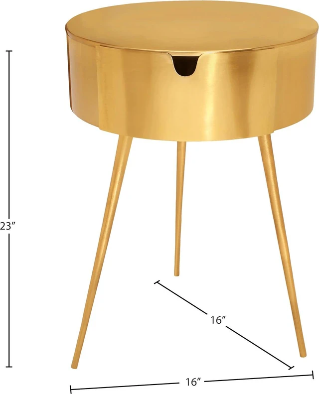 Alt view image 3 of 7 - Meridian Furniture Bali Collection Modern | Contemporary Durable Metal Side Table/Nightstand, 16" W x 16" D x 23" H, Gold