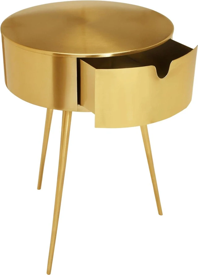 Alt view image 5 of 7 - Meridian Furniture Bali Collection Modern | Contemporary Durable Metal Side Table/Nightstand, 16" W x 16" D x 23" H, Gold