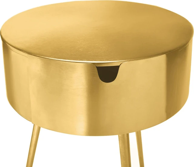 Alt view image 7 of 7 - Meridian Furniture Bali Collection Modern | Contemporary Durable Metal Side Table/Nightstand, 16" W x 16" D x 23" H, Gold