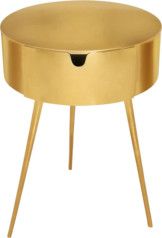 Alt view image 4 of 7 - Meridian Furniture Bali Collection Modern | Contemporary Durable Metal Side Table/Nightstand, 16" W x 16" D x 23" H, Gold