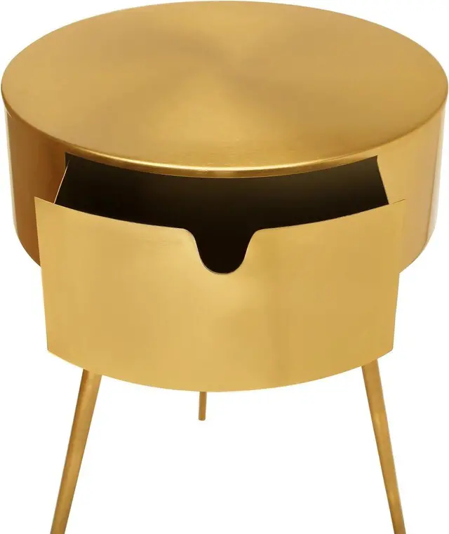 Alt view image 6 of 7 - Meridian Furniture Bali Collection Modern | Contemporary Durable Metal Side Table/Nightstand, 16" W x 16" D x 23" H, Gold