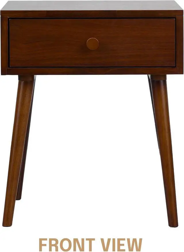 Alt view image 4 of 7 - NTC Lux Solid Wood Nightstand with Drawer, Mid Century Modern Side Table Bedroom, Bedside Furniture, Night Stand, End Table, Easy Assembly - Dark Walnut