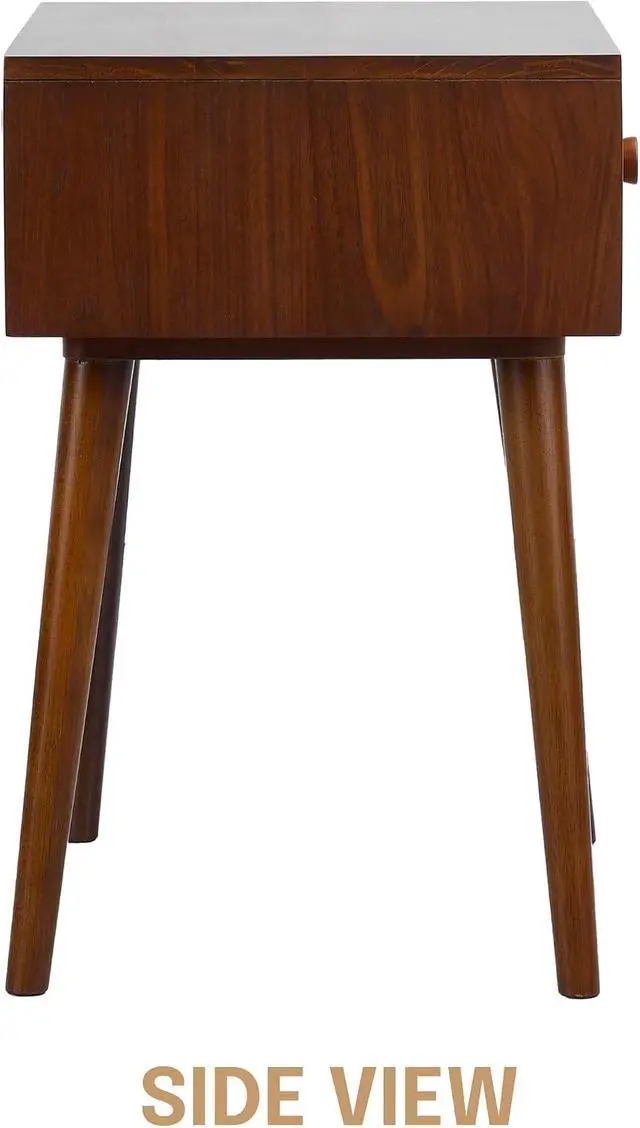 Alt view image 6 of 7 - NTC Lux Solid Wood Nightstand with Drawer, Mid Century Modern Side Table Bedroom, Bedside Furniture, Night Stand, End Table, Easy Assembly - Dark Walnut