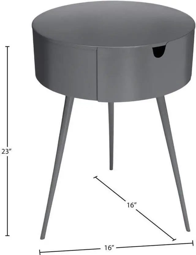 Alt view image 3 of 6 - Meridian Furniture Bali Collection Modern | Contemporary Durable Metal Side Table/Nightstand, 16" W x 16" D x 23" H, Grey
