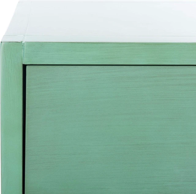 Alt view image 6 of 6 - SAFAVIEH Furniture - Sadie 1-Drawer Nightstand - Turquoise - Wood - Glam Gold Hardware Design - Ideal for Bedroom, 21"W x 17.2"D x 26"H - Fully Assembled (NST9201C)