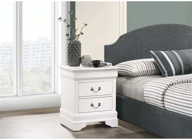 Alt view image 2 of 5 - Glory Furniture Louis Phillipe 2 Drawer Nightstand in White