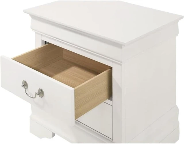 Alt view image 5 of 5 - Glory Furniture Louis Phillipe 2 Drawer Nightstand in White